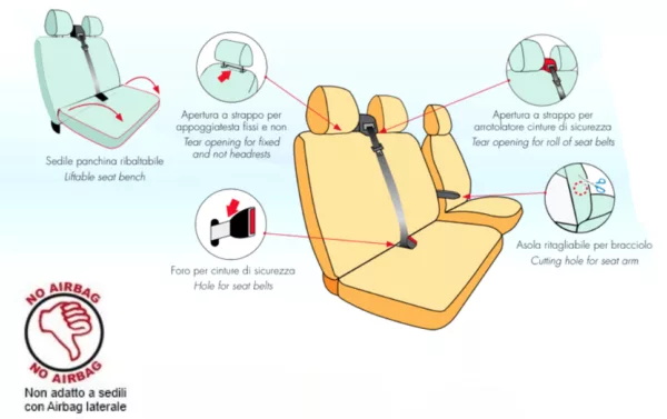 coprisedili completi 3 posti furgone volkswagen transporter T6 dal 2015 221 scheda