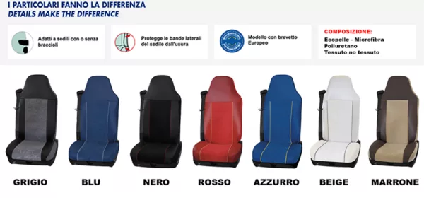 SCHEDA TECNICA COPRISEDILI EXTREME PROFESSIONAL MOD.A ; SU MISURA E NEI DIVERSI COLORI