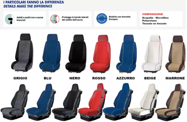 SCHEDA TECNICA COPRISEDILI EXTREME PROFESSIONAL MOD.P / E ; SU MISURA E NEI DIVERSI COLORI